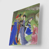 中世の貴族と婦人 スクエア壁時計 (傾斜)