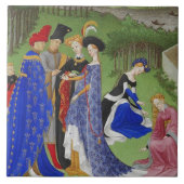 中世の貴族と婦人 タイル (正面)