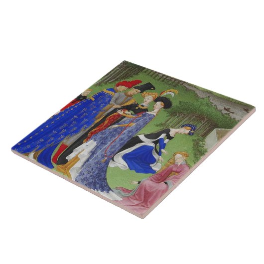 中世の貴族と婦人 タイル (側面)