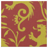 中世の赤いダンデライオンズ ファブリック (クローズアップ)