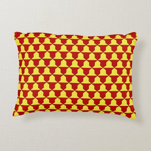 中世の赤い黄色のフェラーダービーヘラルドパターン アクセントクッション (裏面)