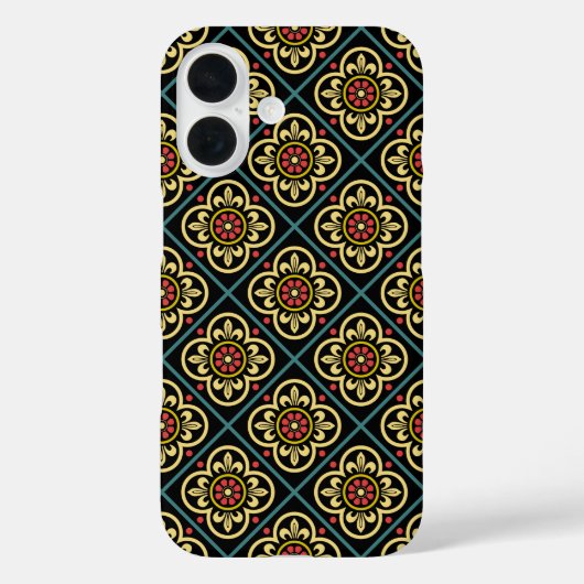 中世の赤い黄色の花のユリのヴィンテージパターン Case-Mate iPhoneケース (裏面)
