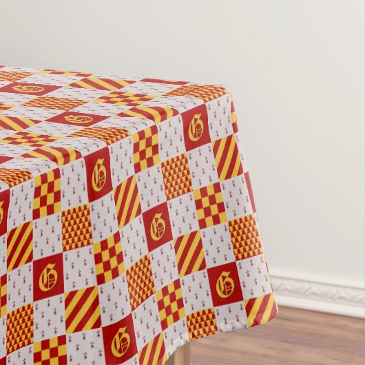 中世の赤い黄色のVair Ermine紋章 テーブルクロス (インサイチュ)