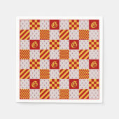 中世の赤い黄色のVair Ermine紋章N スタンダードカクテルナプキン (正面)