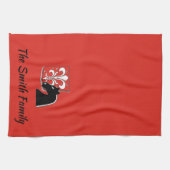 中世の赤と黒の騎士と盾 キッチンタオル (横)