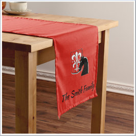 中世の赤と黒の騎士と盾 ショートテーブルランナー