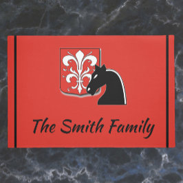 中世の赤と黒の騎士と盾 ドアマット