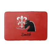 中世の赤と黒の騎士と盾 バスマット (正面)