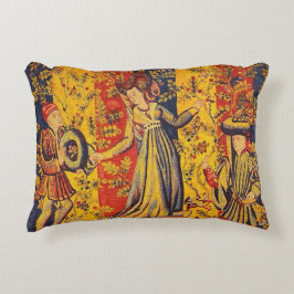 中世の赤イタリアン色の黄色のシノワズリー アクセントクッション