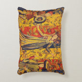 中世の赤イタリアン色の黄色のシノワズリー アクセントクッション (正面(垂直))