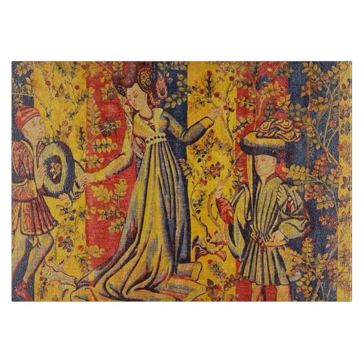 中世の赤イタリアン色の黄色のシノワズリー カッティングボード (正面)