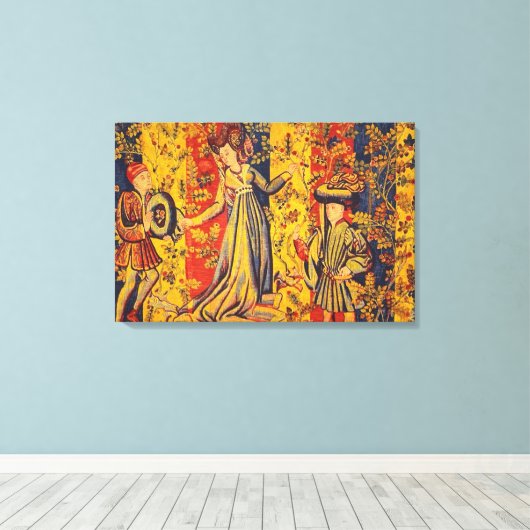 中世の赤イタリアン色の黄色のシノワズリー キャンバスプリント (インサイチュ (ウッドフロア))