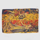 中世の赤イタリアン色の黄色のシノワズリー ゴルフタオル (横)