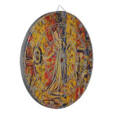 中世の赤イタリアン色の黄色のシノワズリー ダーツボード (正面左)