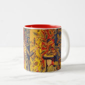 中世の赤イタリアン色の黄色のシノワズリー ツートーンマグカップ (正面右)
