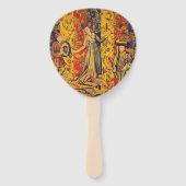 中世の赤イタリアン色の黄色のシノワズリー ハンドファン (裏面)