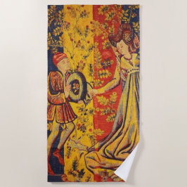 中世の赤イタリアン色の黄色のシノワズリー ビーチタオル