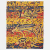 中世の赤イタリアン色の黄色のシノワズリー フリースブランケット (正面)