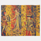 中世の赤イタリアン色の黄色のシノワズリー フリースブランケット (正面(横))