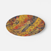 中世の赤イタリアン色の黄色のシノワズリー ペーパープレート (アングル)