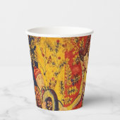 中世の赤イタリアン色の黄色のシノワズリー 紙コップ (正面)
