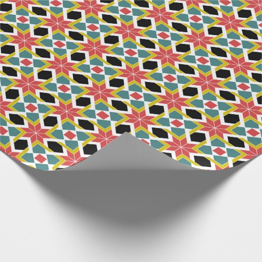 中世の赤緑黒のサンタイヤの十字模様 ラッピングペーパー (角)