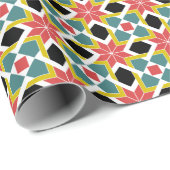 中世の赤緑黒のサンタイヤの十字模様 ラッピングペーパー (ロールコーナー)