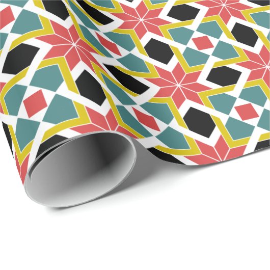 中世の赤緑黒のサンタイヤの十字模様 ラッピングペーパー (ロールコーナー)