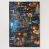 中世の都市の上の満月 ジグソーパズル (縦)