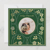 中世の金ゴールドフローラハートと写真付き剣 サンキューカード (裏面)