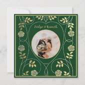 中世の金ゴールドフローラハートと写真付き剣 サンキューカード (裏面)