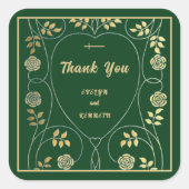 中世の金ゴールドフローラハートと剣ありがとう スクエアシール (正面)