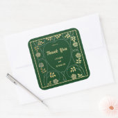 中世の金ゴールドフローラハートと剣ありがとう スクエアシール (封筒)