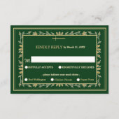 中世の金ゴールドフローラハートと剣の結婚式RSVP エンクロージャーカード (裏面)