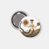 中世の錬金術のシンボル – 太陽と月を持つメルマン マグネット (正面/裏面)