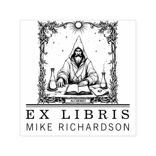 中世の錬金術師蔵書票スタンプ セルフインキングスタンプ (デザイン)