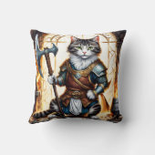 中世の鎧を着た勇敢な猫戦士 クッション (裏面)