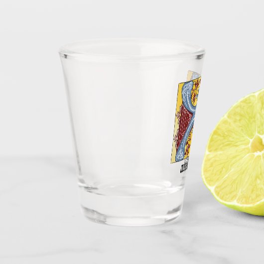 中世の青と赤のツタのライトアップ文字X翔 ショットグラス (左)