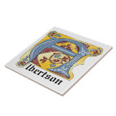 中世の青と赤のツタのライトレターA タイル (側面)