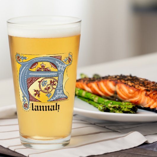 中世の青と赤のツタのライトレターA タンブラーグラス