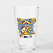 中世の青と赤のツタのライトレターA タンブラーグラス (正面)