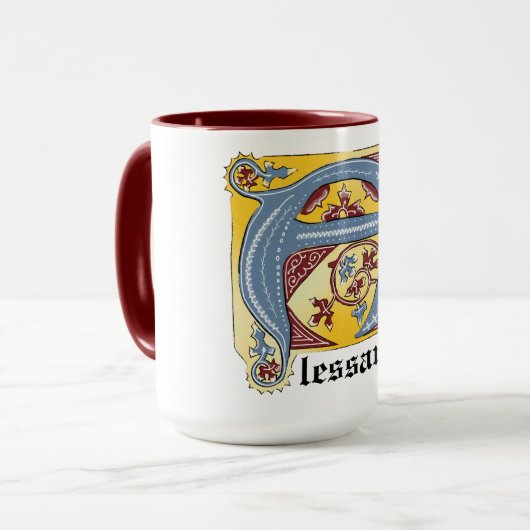 中世の青と赤のツタのライトレターA マグカップ (正面左)