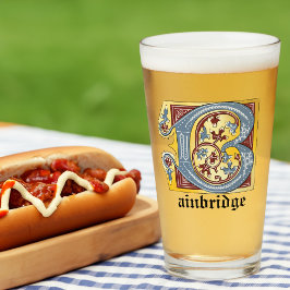 中世の青と赤のツタのライトレターB タンブラーグラス