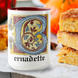 中世の青と赤のツタのライトレターB マグカップ