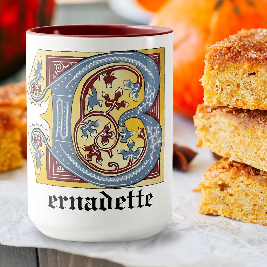 中世の青と赤のツタのライトレターB マグカップ