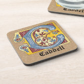 中世の青と赤のツタのライトレターC コースター (左側)