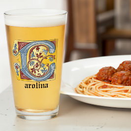 中世の青と赤のツタのライトレターC タンブラーグラス