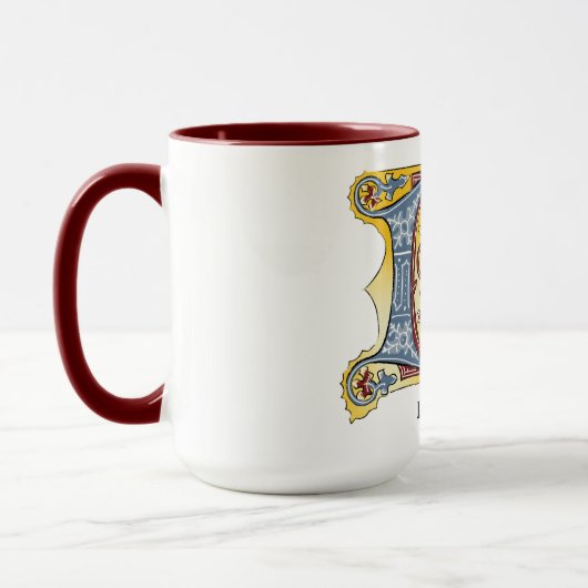 中世の青と赤のツタのライトレターD Mag マグカップ (左)