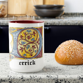 中世の青と赤のツタのライトレターD Mag マグカップ