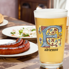 中世の青と赤のツタのライトレターF タンブラーグラス